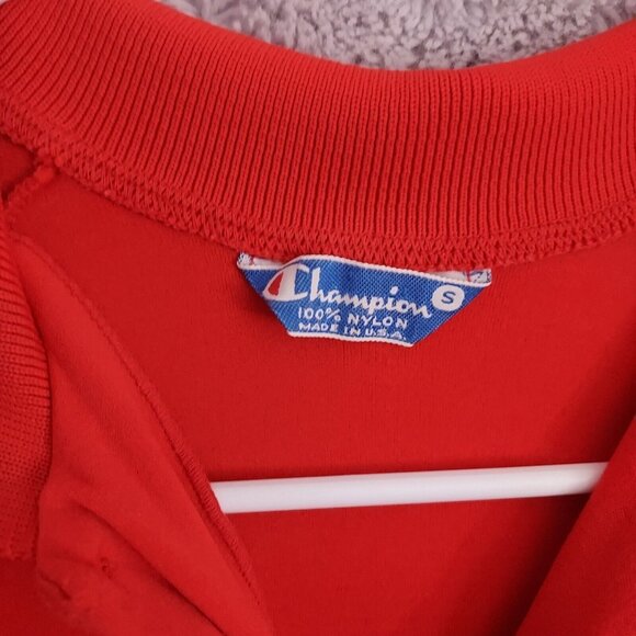 Vintage Champion Polo Shirt Mens Small Patriots Logo Red Golf Nylon Made in USA - Picture 3 of 14